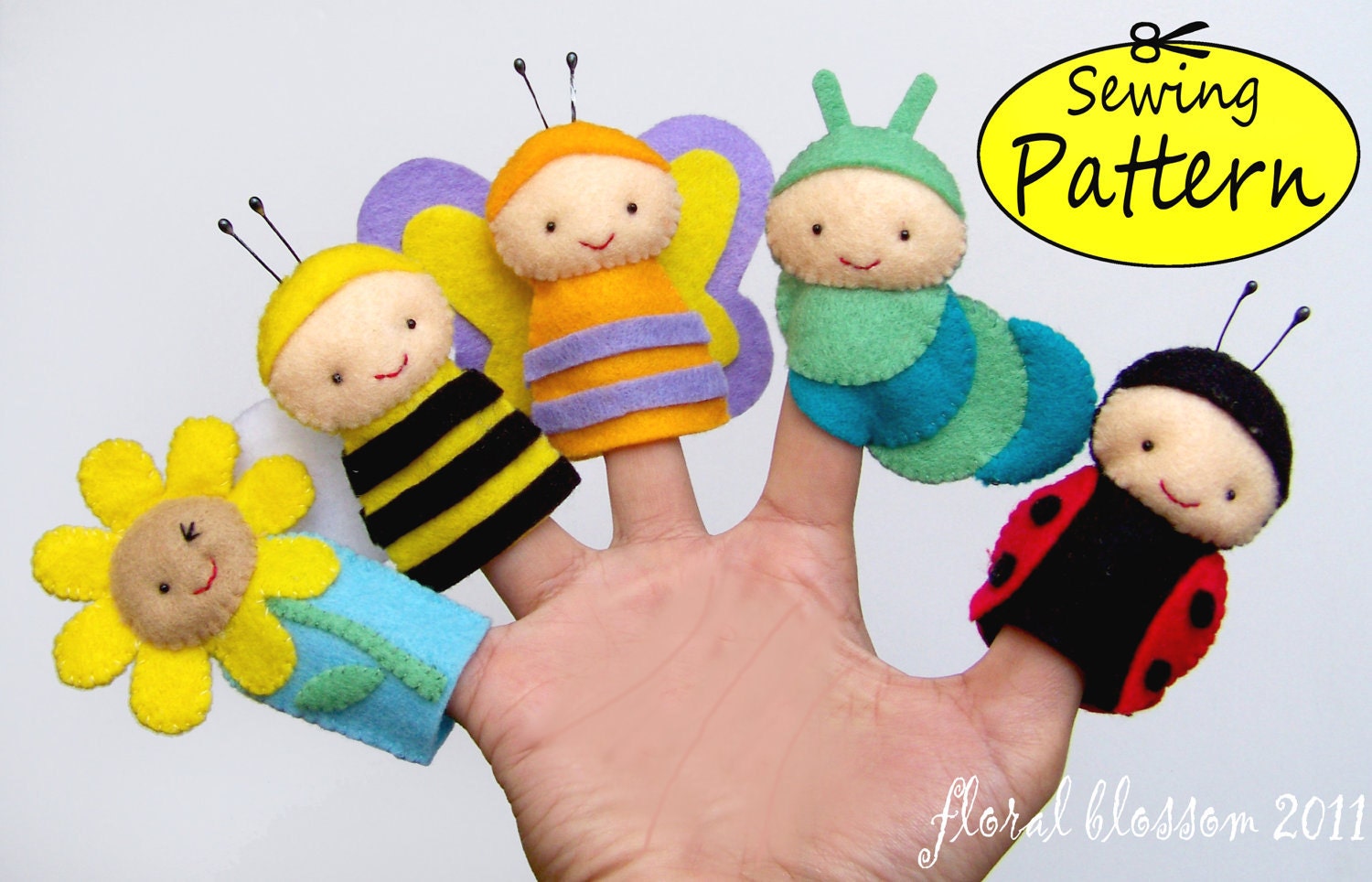 PDF Pattern: Garden Friends Felt Finger Puppets