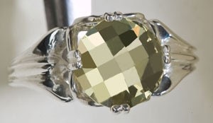 Lemon Quartz Alternative Engagement  Ring Oro Verde 3ct Custom Cut