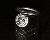 White Sapphire Rose Petal Custom Cut Alternative Engagement Ring