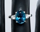 London Blue & White Sapphire Engagement Ring