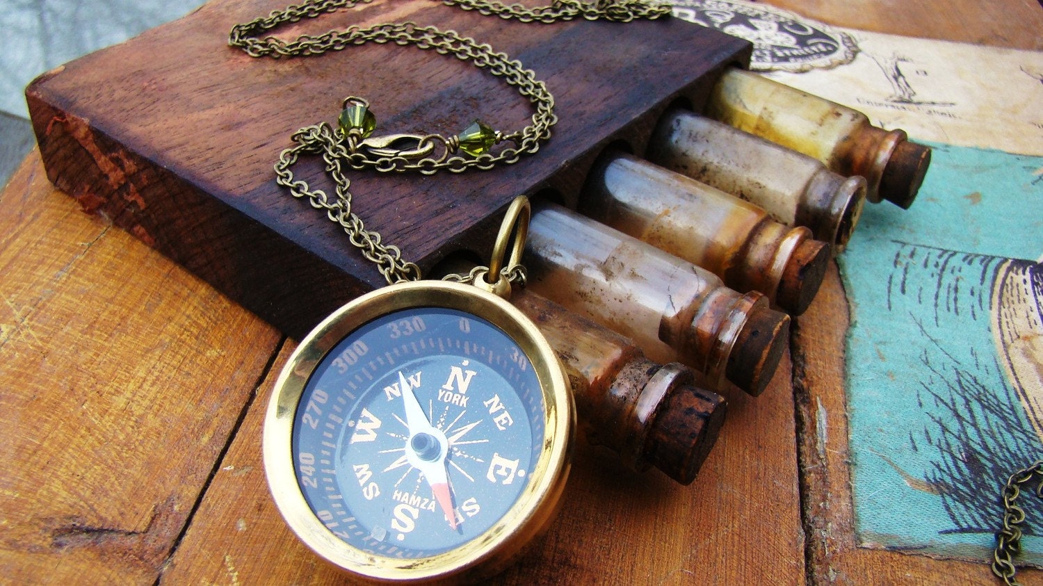 Wanderlust Brass Compass Necklace