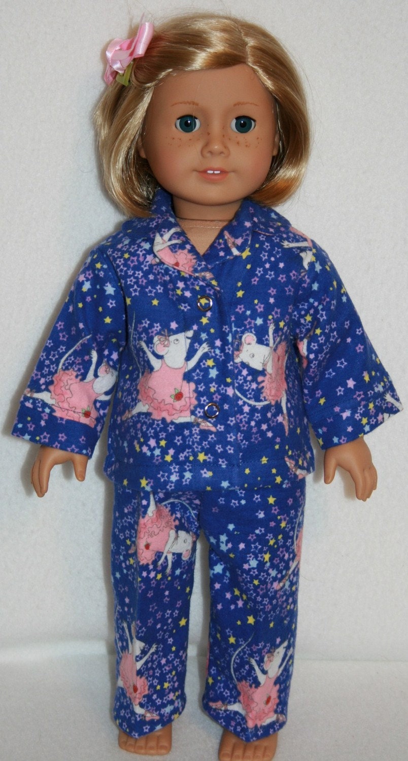 Angelina Ballerina Flannel Pajamas for American Girl Dolls