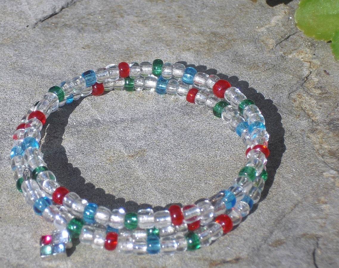 Beaded  Coil Braclet with Charm
