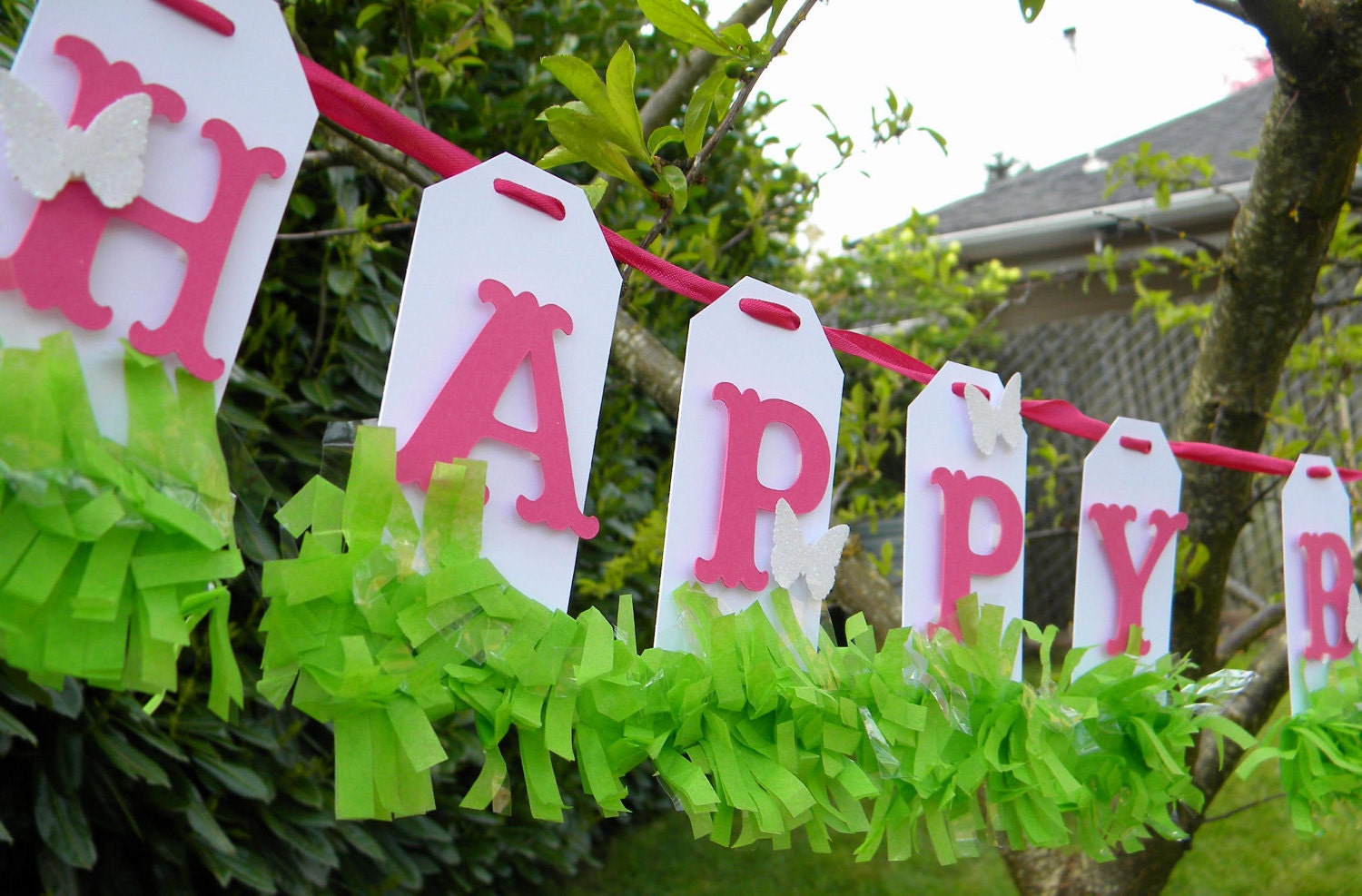 Happy Birthday Banner (hot pink / lime green)