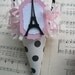 Eiffel Tower Tussie Mussies - Paper Cones - pink and black - Paris Party Favor - Paris Party Decor