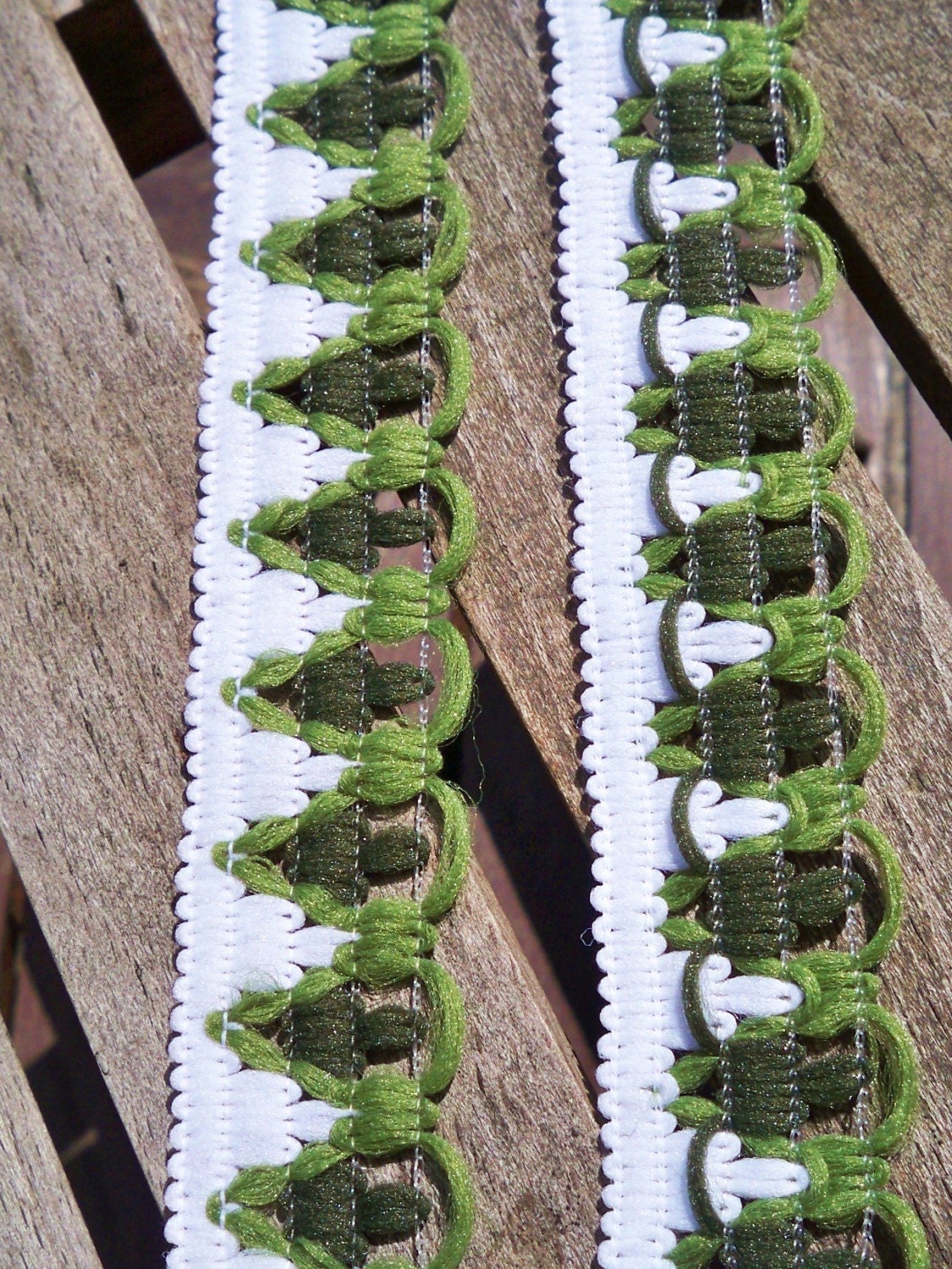 24hr SILLY SALE Vintage 70s Trim - Retro Home Furnishing Green and White Fir Trees - 3 yards