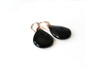 Rose Gold earrings with Onyx Drops
