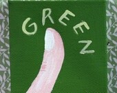 Green Thumb - mini painting on canvas, spring, gardener, plants, plant lover, garden