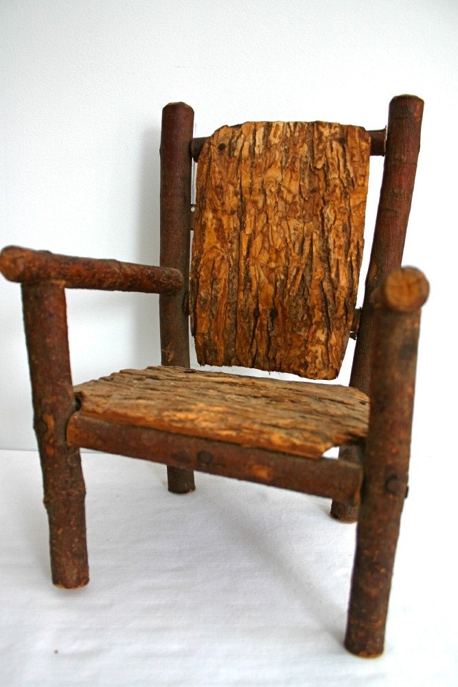 Great Vintage Twig and Bark Toddler/Doll Chair