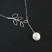 Lariat pearl necklace, branch leaf, Sterling Silver chain - wedding bridal jewelry, bridesmaids gifts favor, birthday gifts