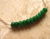 Green Onyx Necklace - 14kt Gold Fill Cable Chain - Green and Gold - Bridesmaids gifts
