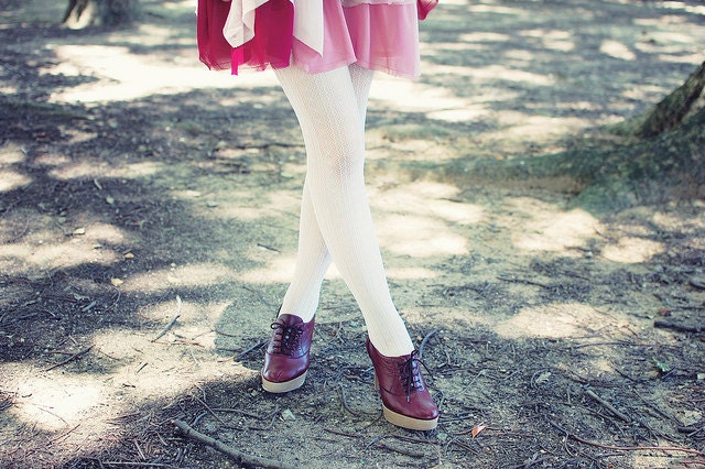 beatiful burgundy lace up oxford Platform Clog heel 38