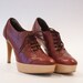 beatiful burgundy lace up oxford Platform Clog heel 38