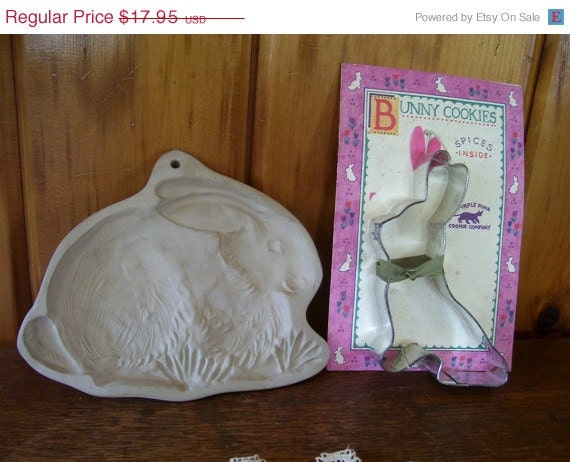 On SaLe Easter Bunny Rabbits Vintage Brown Bag Bunny Cookie Mold & The Purple Puma Bunny Cookie Cutter