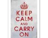 Keep Calm and Carry On, 13x19 Poster (Faded Denim) Vintage Inspired Poster, Buy 3 get 1 FREE
