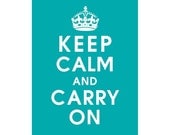 Keep Calm and Carry On, 5x7 Print (Aquamarine) Purchase 3 and get 1 FREE