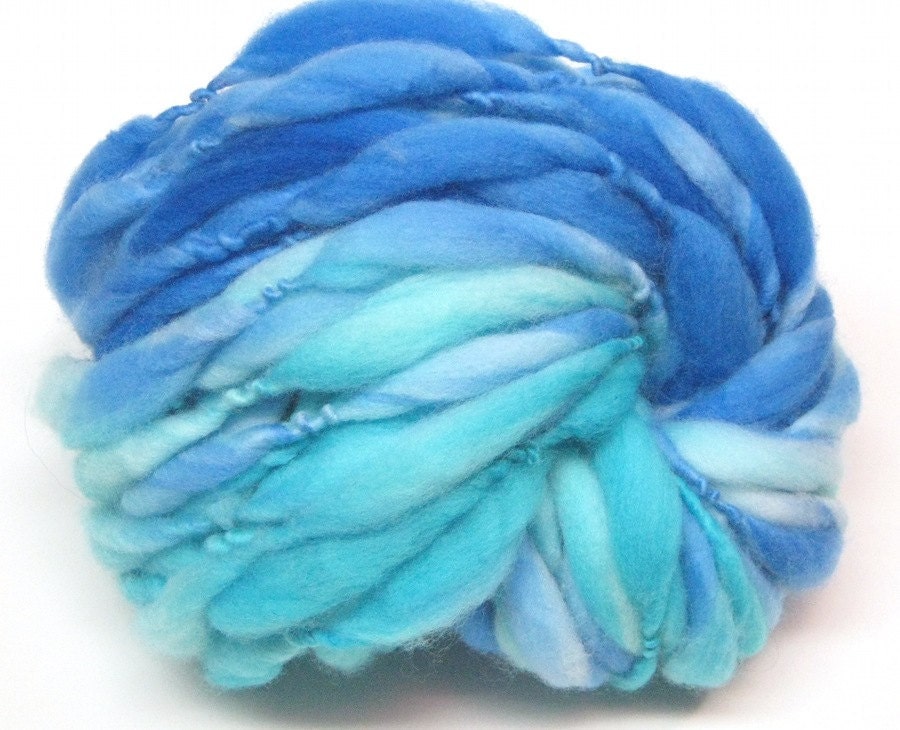 Handspun ombre yarn in hand dyed thick and thin merino wool - 30 yards, 1.9 ounces/53 grams
