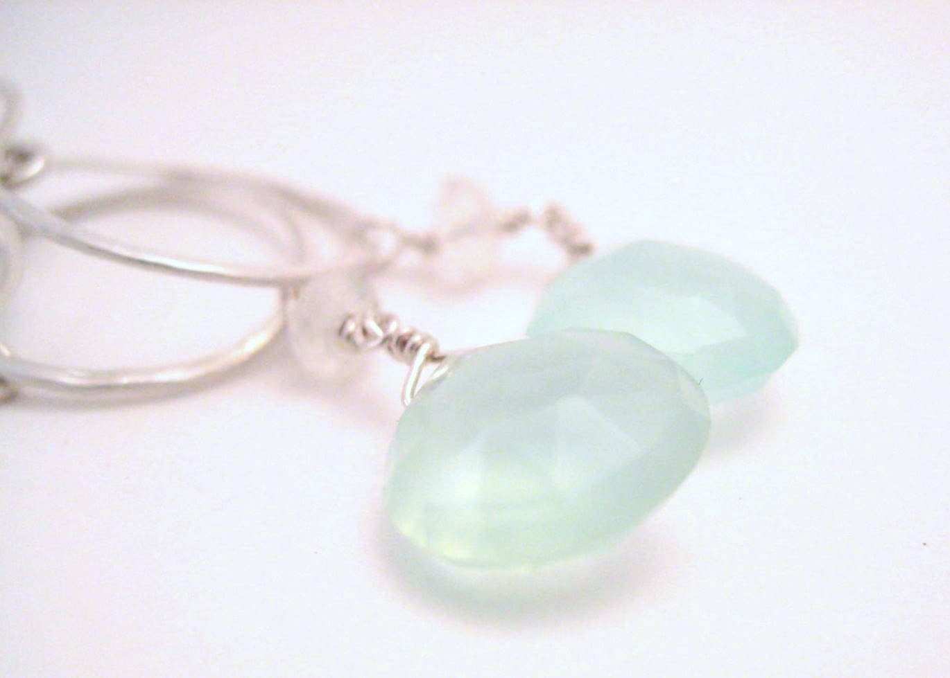 Moon and Sea Fine Silver Dangle Earrings