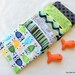 Cloth Snack Bag Reusable ZIPPER TOP - BPA Free Michael Miller Lagoon and Robert Kaufman Owls Set Of 6