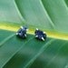Rough Sapphire Stud Earrings Dark Blue Posts Prong Sterling Silver Uncut September Birthstone Studley Vixen Design Studio on Etsy