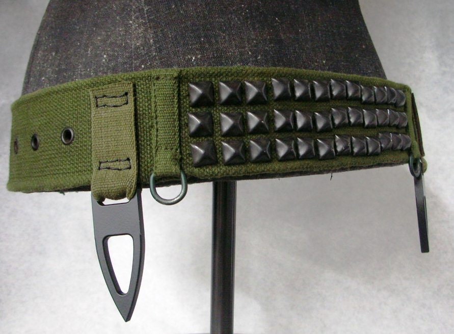 Military Green Canvas Gothic Punk Belt