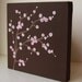 Cherry Blossoms Paper Flower  Mixed Media Canvas Painting Pink and Brown 12 x 12