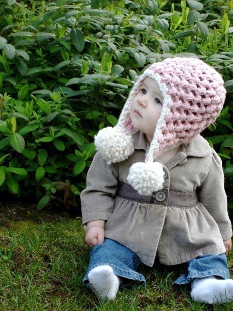 Pink Organic Crochet Pom-Pom Hat
