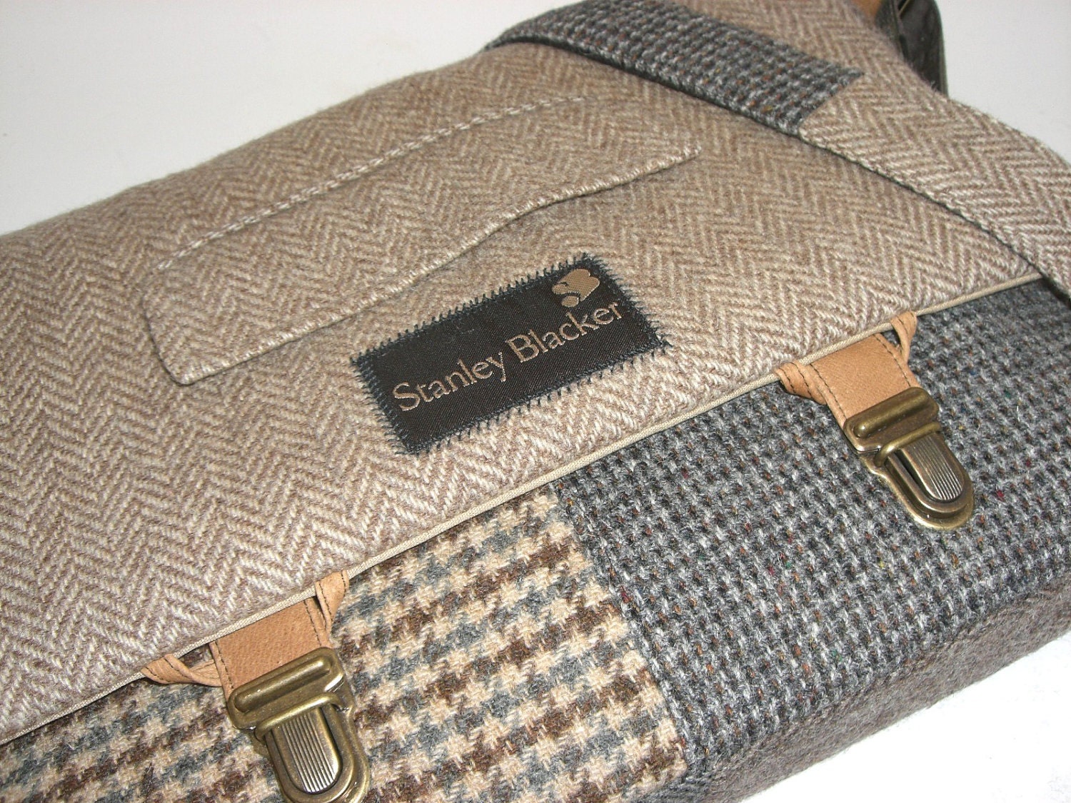 Messenger Bag Laptop Sleeve,Trunk Latch,Recycled Suit Coat