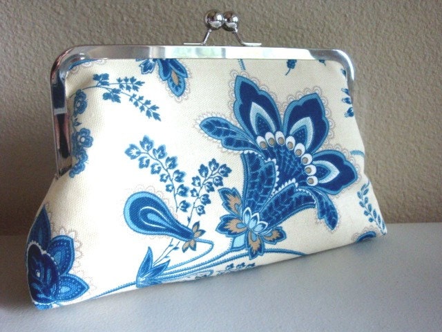 Blue Flower Clutch Wedding Bridesmaid Gift by Lolis Creations