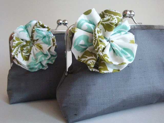 Silk Lolis Flower Wedding Clutch Bridesmaid Purse Bag Gift Idea by Lolis Creations