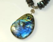 Labradorite Necklace - Large Labradorite Pendant - Sterling Silver - Gemstone - Statement Jewelry