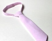 Baby Boy's Tie - Pink Seersucker - Light Pink and White Stripe Necktie