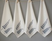 Linen Napkins- Organic Linen- Lupine Design- Set of Four- Hostess Gift