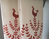 Scandinavian Roosters-Organic Linen Tea Towels- Hostess Gift- Set of Two Dish Towels - madderroot
