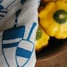 Organic Linen Tea Towel- Screen Printed Dish Towel- Lobster Buoys