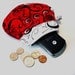 Coin purse small clutch bag, red black white, zip top closure coin purse bright modern