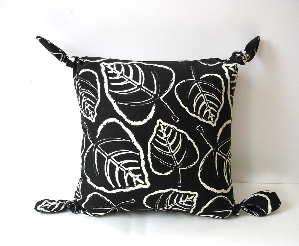 Pillow black and white modern leaves small Autumn decor contemporary decorative pillow