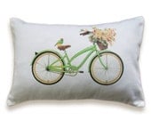 Bicycle Pillow Cover 12x18 inch White Cotton PRINT DESIGN 31