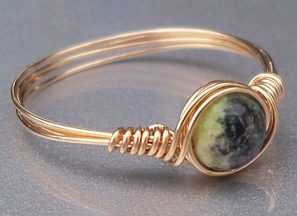 Chrysoprase 14k Gold Filled Wire Wrapped Ring