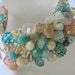 Destination Beach Wedding, Bridal, Bridesmaids, TROPICAL ISLANDS Sea Foam, 1" Wide Cuff Bracelet, Crystal, Semi Precious, Hand Knit