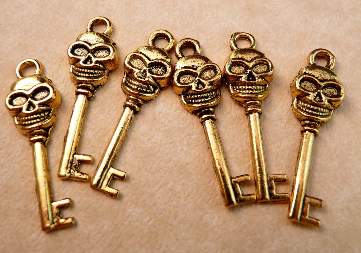 Skull Skeleton Key Charms Gold Findings Skull Beads