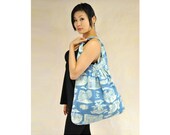 Giant Slouch Bag Purse Handmade Blue Nantucket Fabric - super strong
