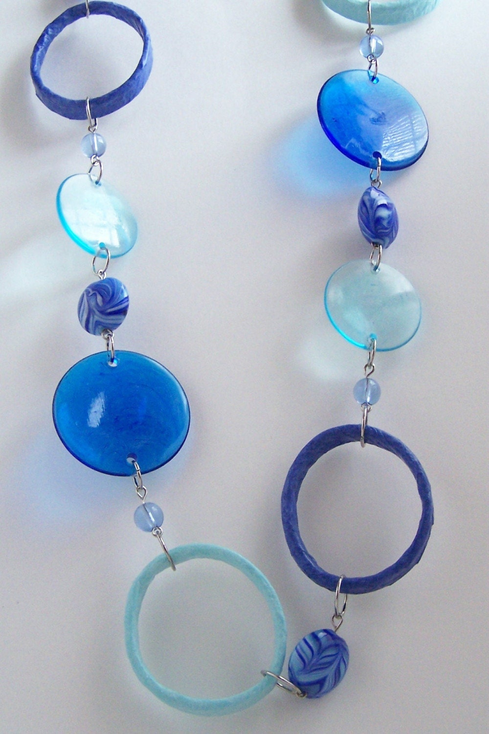 Repurposed Sea and Sky Vintage Circles Necklace