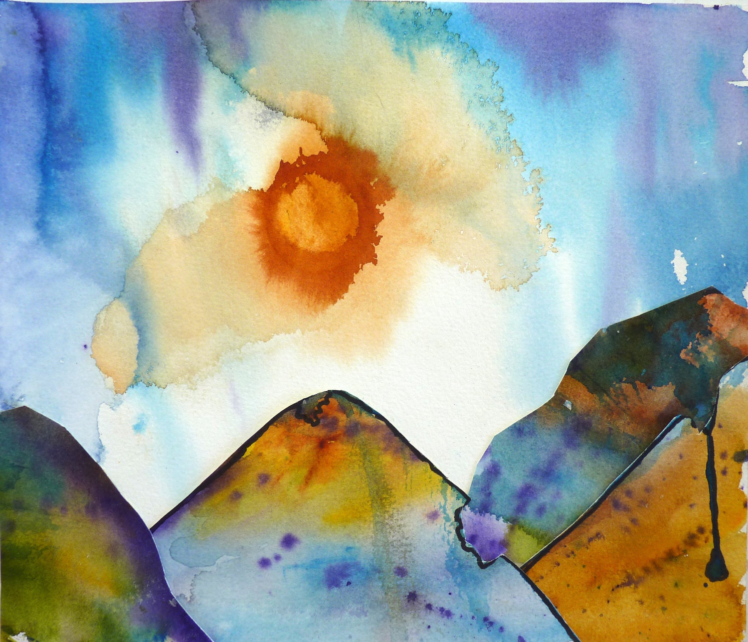 Art Junk Mountains Collage Print by Maure Bausch