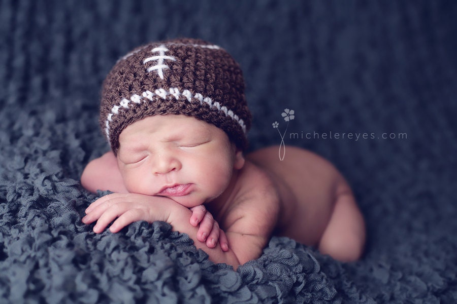 Crochet Football Hat for BOY or GIRL - Newborn - Photography Prop