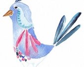 Bright Eyed Bird Watercolor Print