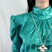 SILKY SATIN TEAL BLOUSE 1980s Cristina italo disco glam