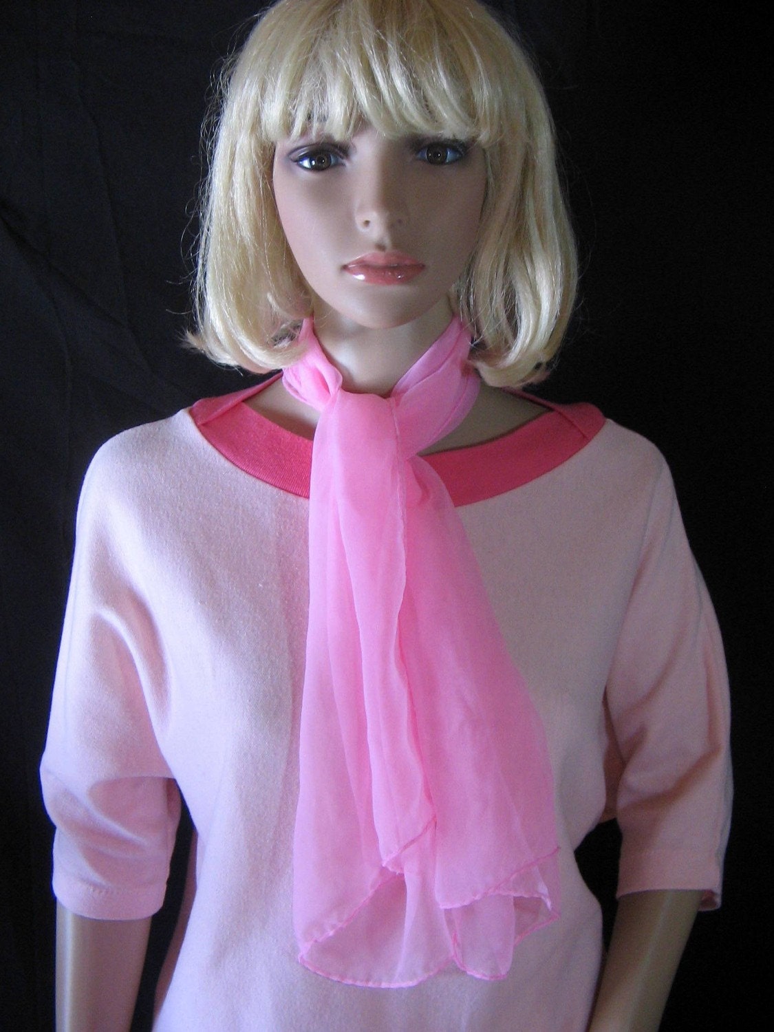Cotton Candy PINK SCARF soft sheer nylon16" x 40"