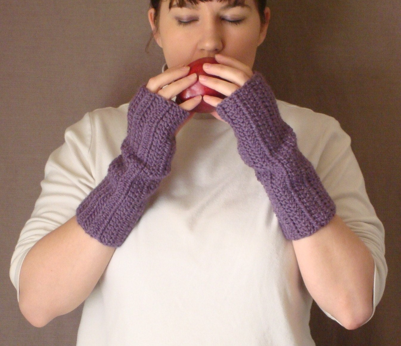 Dusty Purple Fingerless Gloves for Women - Crochet, Crocheted, Violet Fingerless Gloves, Wrist Warmers, Arm Warmers, Fingerless Mittens