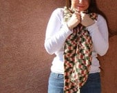 Scarf - Rose Garden Scarf For Women - Multicolor Red, Pale Yellow, Light Sage Green Scarf - Crochet Scarf - Hoooked Scarves